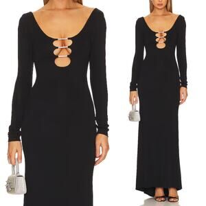 Alice + Olivia Kalena Cut-Out Jersey Maxi Dress‎ Black Size 0 NWT